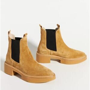 Freda Salvador Celia Suede Camel Chelsea Lug Platform Boots Size 9.5